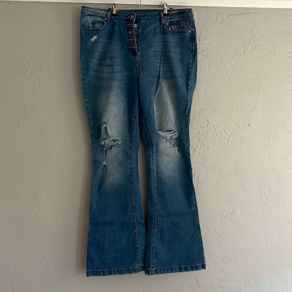Button fly, flare Flamingo jeans